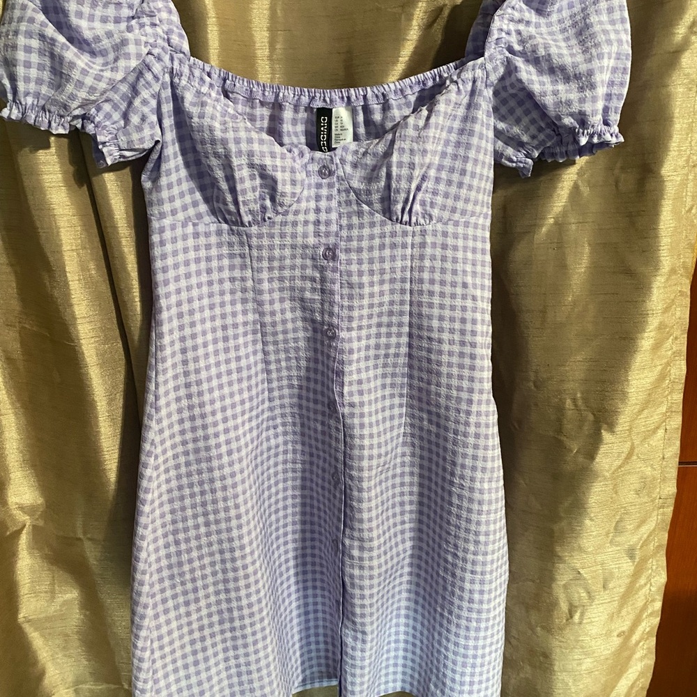 H&M Lavender Gingham Top